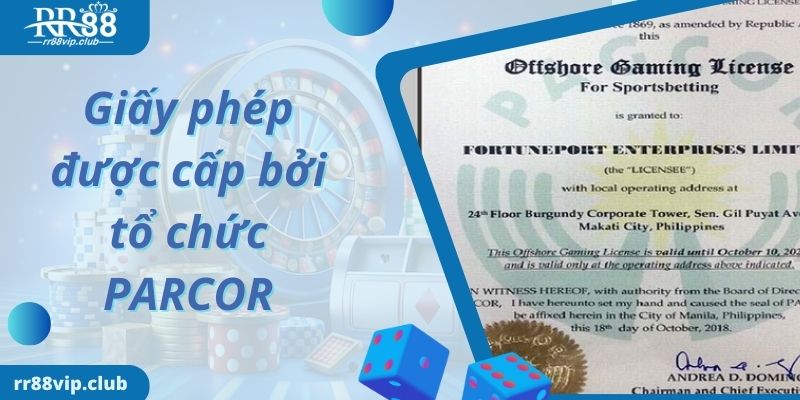 Giấy phép được cấp bởi tổ chức PARCOR